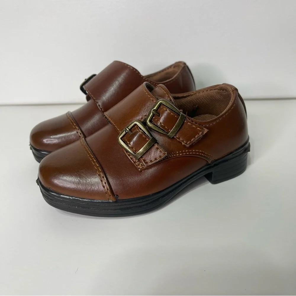 Deer Stags Boys Double Strap Cap Toe Dress Shoes Congac Brown Size 5 Infant Baby